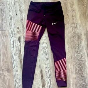 Nike legging, purple with pink stripes